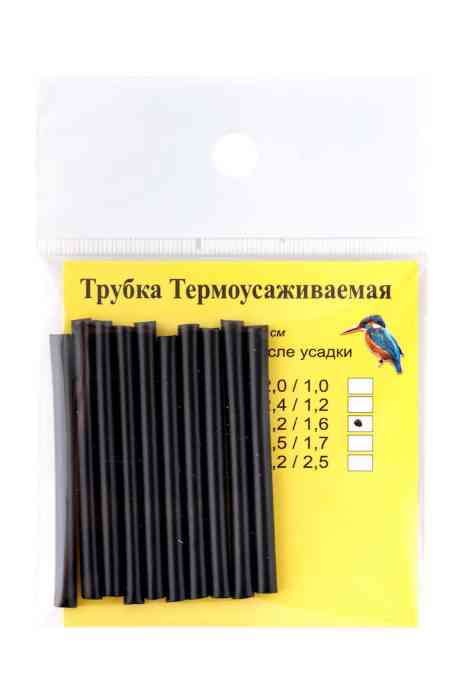 Трубка термоусаживаемая ф 3,2/1,6 черная 10 шт х 5 см
